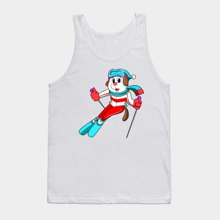 Dog as Skier with Skis Tank Top